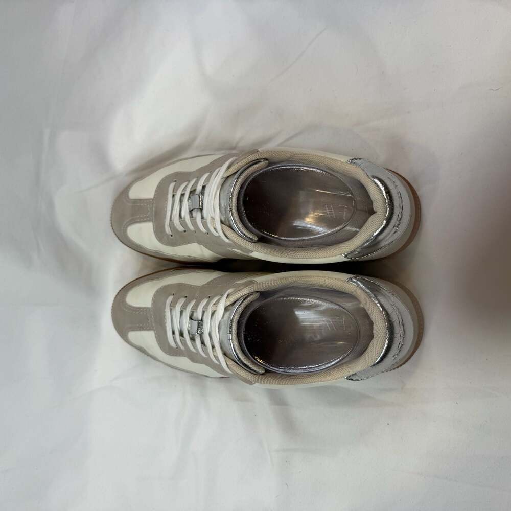 J.Crew Field Sneakers White Suede Metallic Silver Size 8 BT984 - Picture 6 of 10